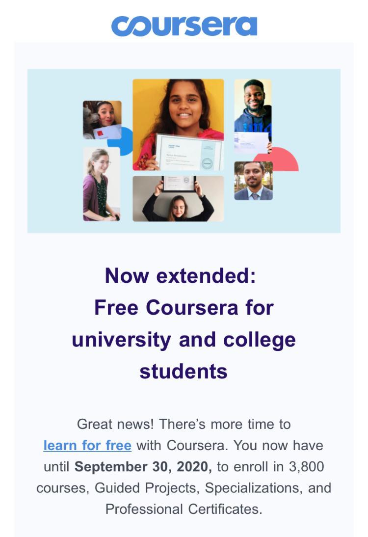 Más tiempo para aprender en Coursera