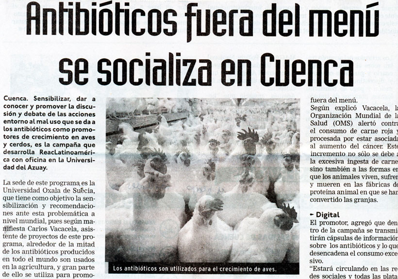 Antibióticos fuera del menú se socializa en Cuenca