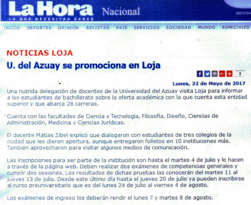 U. del Azuay se promociona en Loja