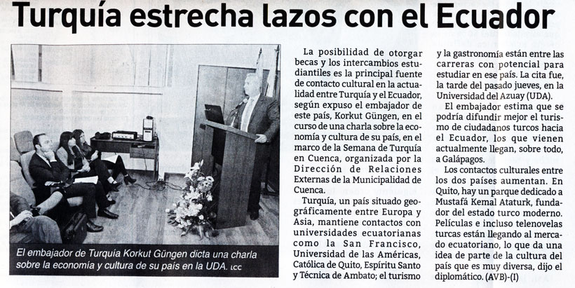 Turquía estrecha lazos con el Ecuador