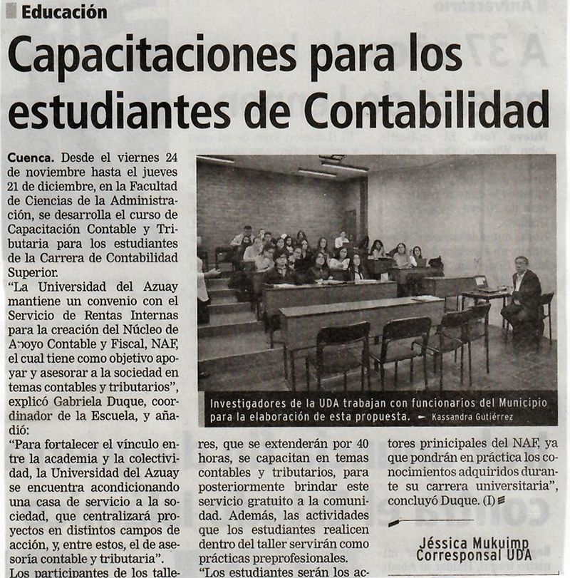 Capacitaciones para los estudiantes de Contabilidad