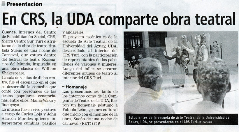 En CRS, la UDA comparte obra teatral