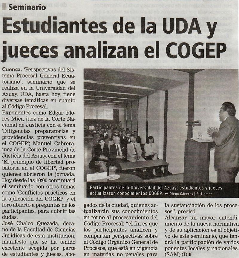 Estudiantes de la UDA y jueces analizan el COGEP