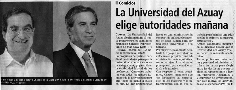 La Universidad del Azuay elige autoridades mañana