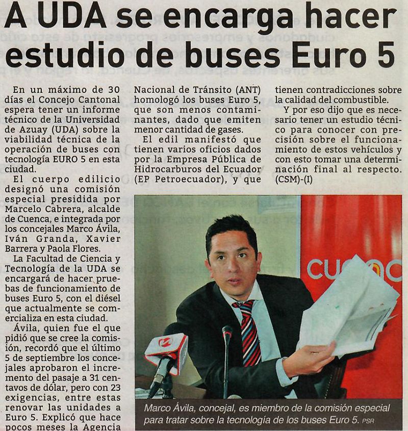 A UDA se encarga hacer estudio de buses Euro 5