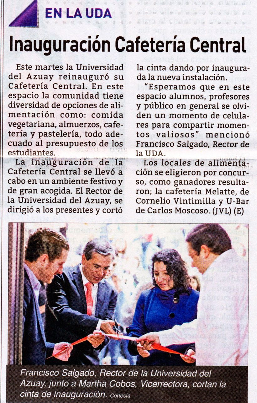 Inauguración Cafetería Central