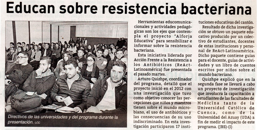 Educan sobre resistencia bacteriana 