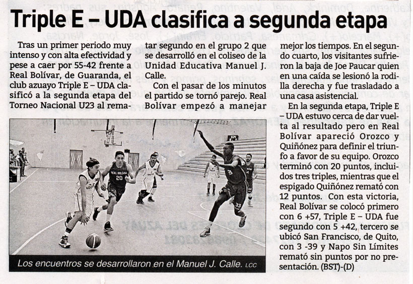Triple E – UDA clasifica a segunda etapa en la U23