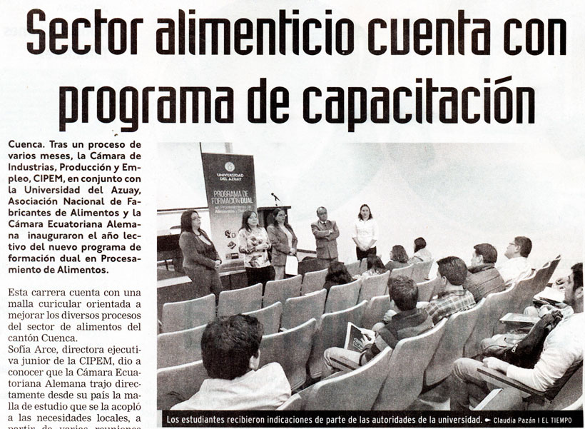 Sector alimenticio cuenta con programa de capacitación 