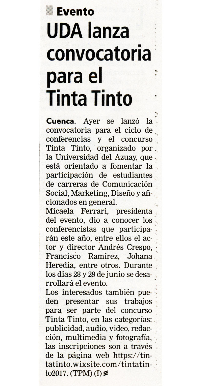 UDA lanza convocatoria para el Tinta Tinto