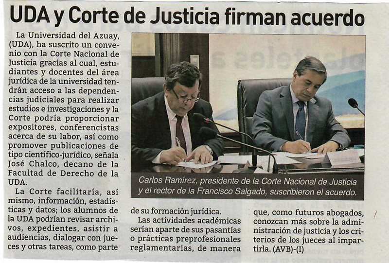 UDA y Corte de Justicia firman acuerdo