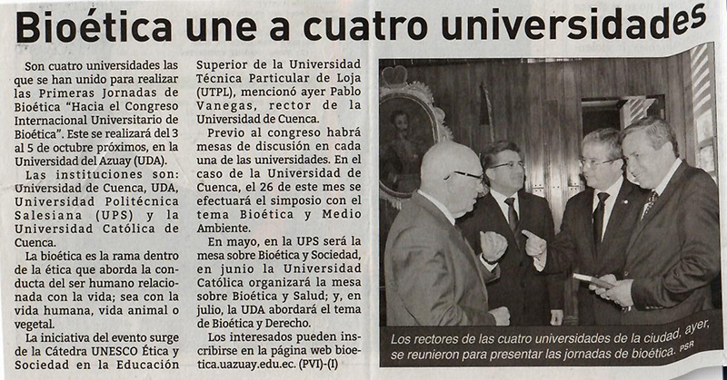 Bioética une a cuatro universidades