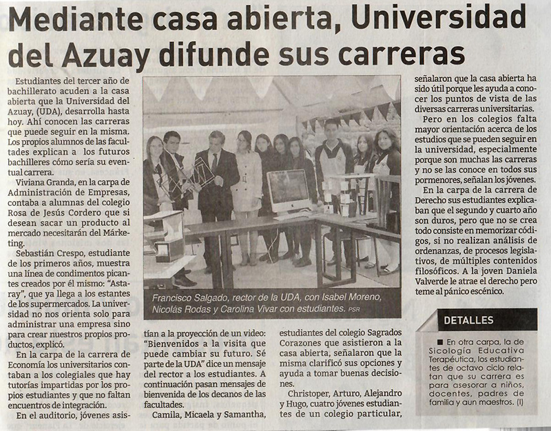 Mediante Casa Abierta, Universidad del Azuay difunde sus carreras