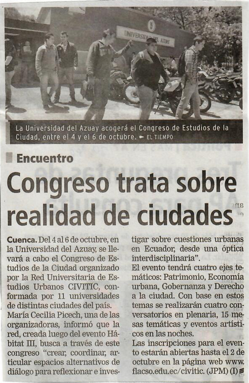 Congreso trata sobre realidad de ciudades