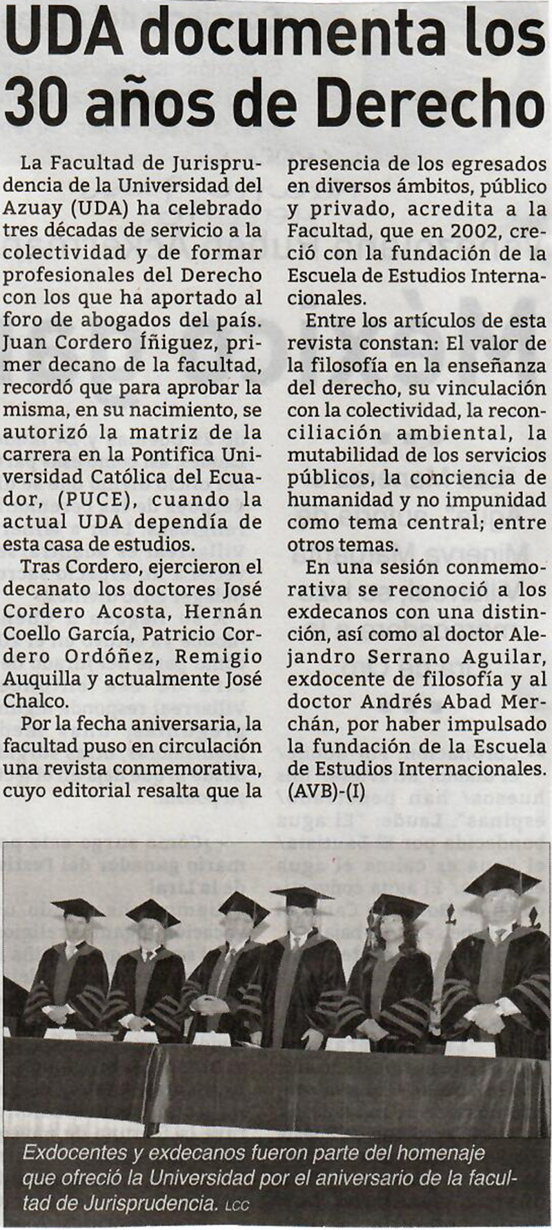 UDA documenta los 30 años de Derecho