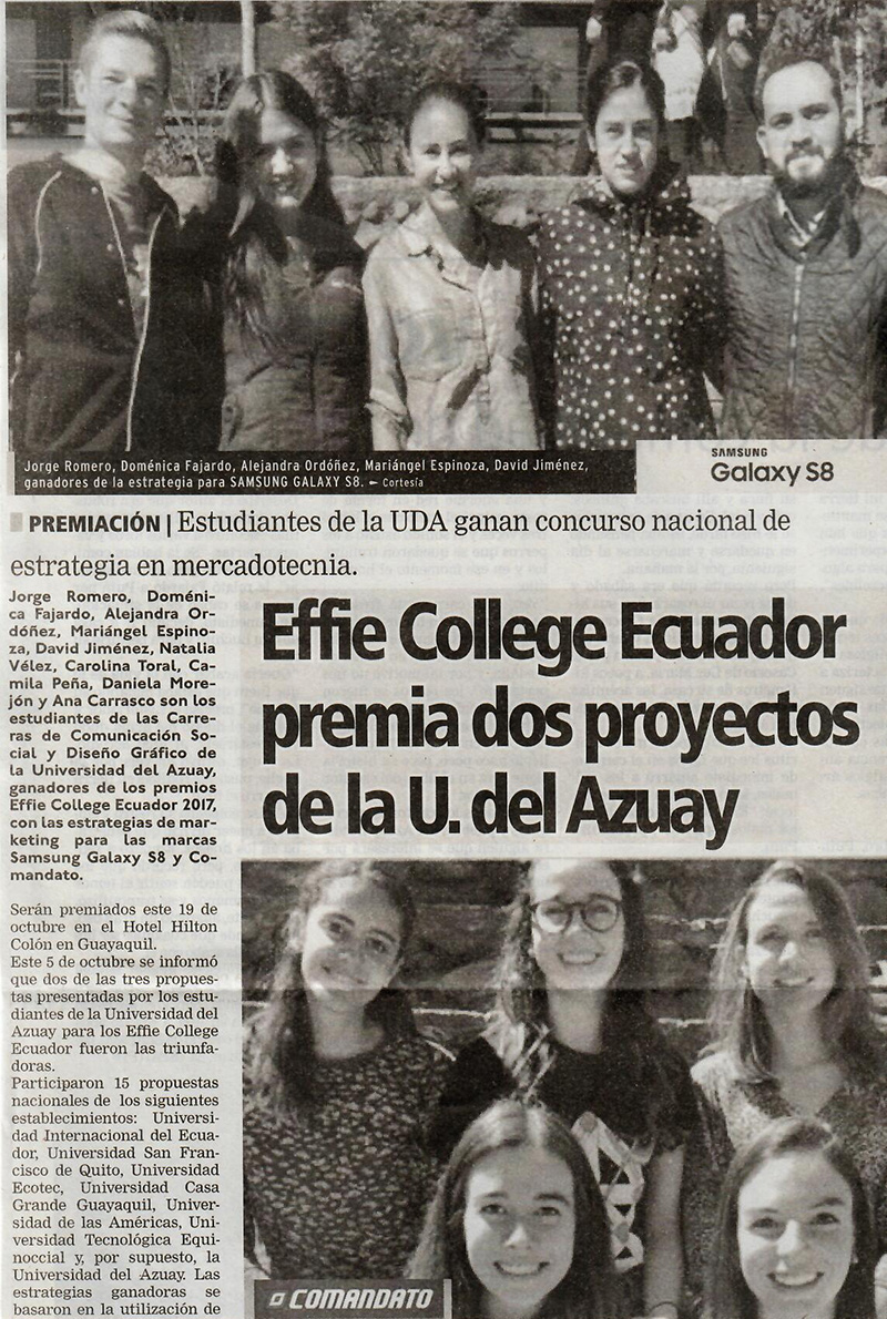 Effie College Ecuador premia dos proyectos de la U. del Azuay