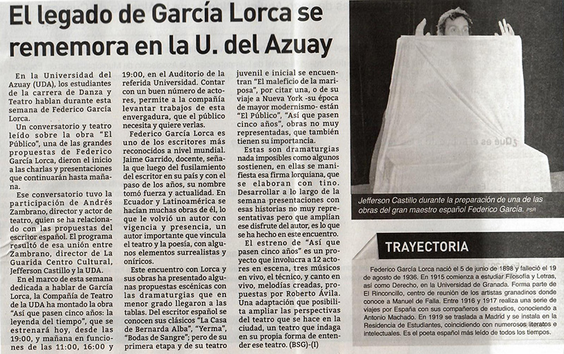 El legado de García Lorca se rememora en la U. del Azuay