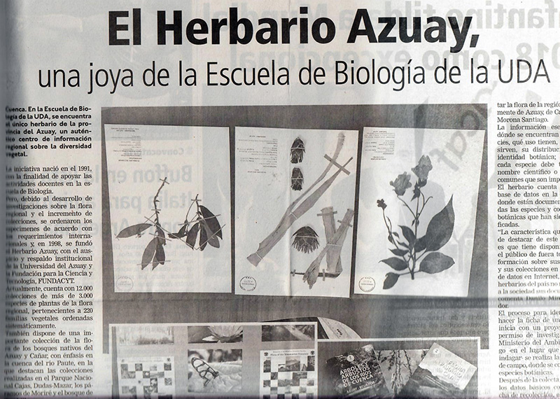 El Herbario Azuay, una joya de la Escuela de Biología de la UDA 