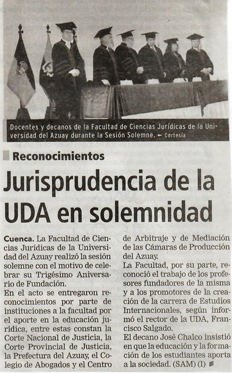Jurisprudencia de la UDA en solemnidad