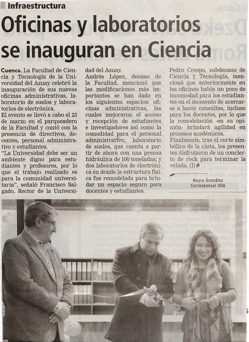 Oficinas y laboratorios se inauguran en Ciencia