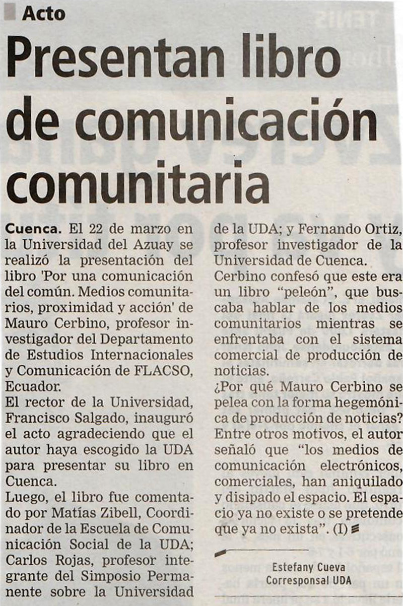 Presentan libro de Comunicación Comunitaria 