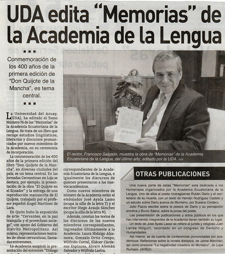 UDA edita "Memorias" de la Academia de la Lengua