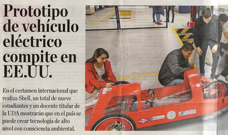 Prototipo de vehículo eléctrico compite en EE.UU