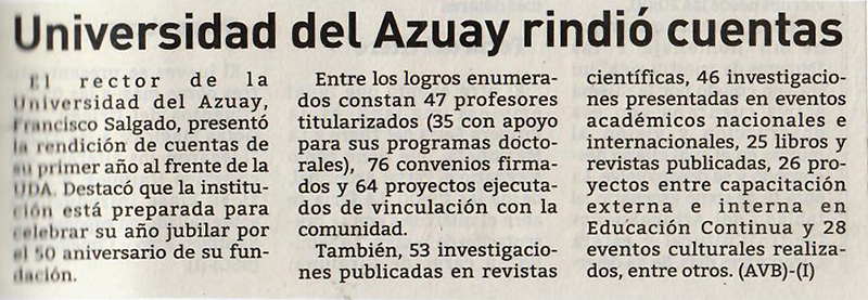 Universidad del Azuay rindió cuentas 