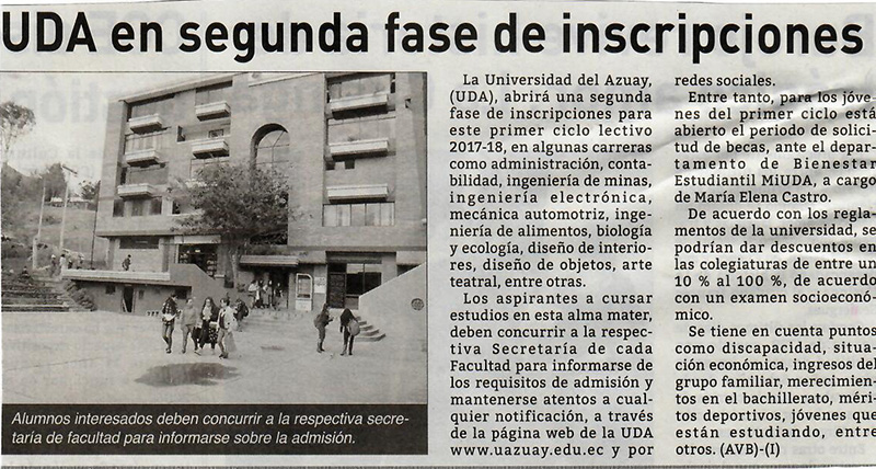 UDA en segunda fase de inscripciones