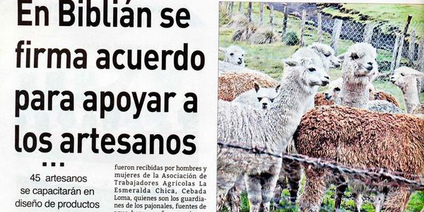 En Biblián se firma acuerdo para apoyar a los artesanos