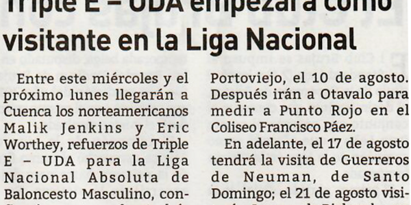 Triple E – UDA empezará como visitante la Liga Nacional