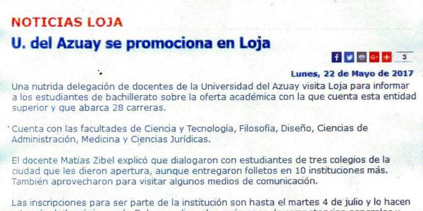 U. del Azuay se promociona en Loja