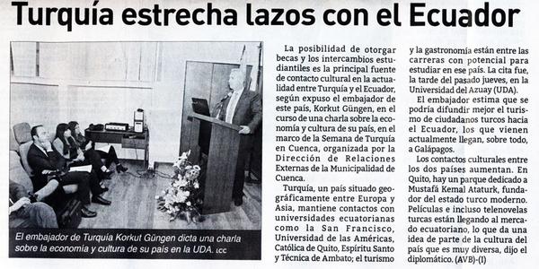 Turquía estrecha lazos con el Ecuador