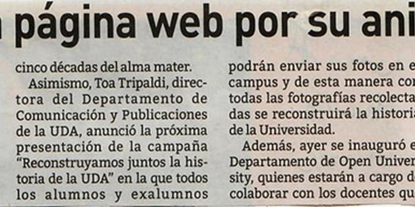 UDA activa página web por su aniversario 50