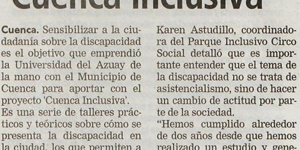 Universidad del Azuay promueve 'Cuenca Inclusiva'