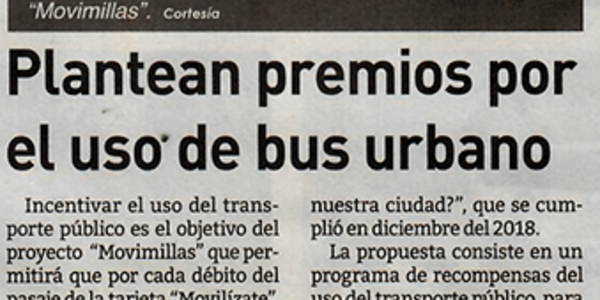 Plantean premios por el uso de bus urbano