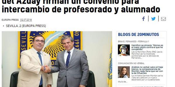 Rectores de la UPO y de la Universidad del Azuay firman un convenio para intercambio de profesorado y alumnado