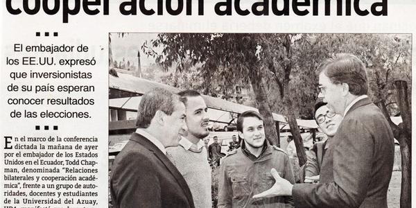 Todd Chapman duplicará cooperación académica 