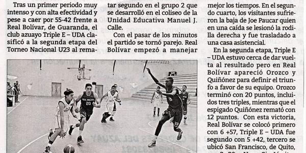 Triple E – UDA clasifica a segunda etapa en la U23