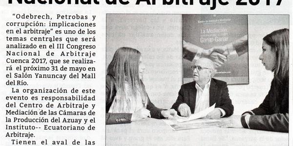 Cuenca sede del Congreso Nacional de Arbitraje 2017