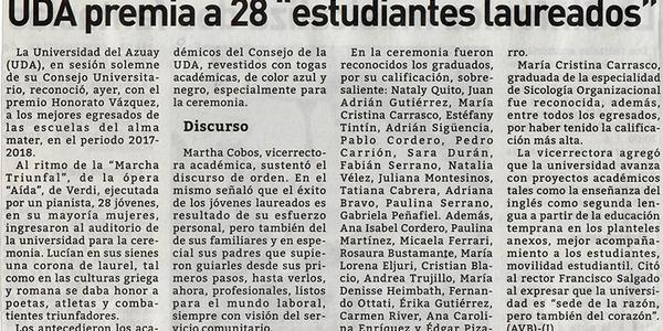 Estudiantes laureados de la Universidad del Azuay 