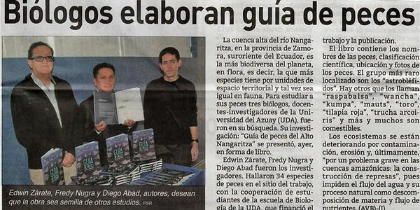 Biólogos elaboran guía de peces