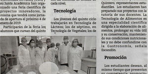 Feria científica expondrá “proyectos innovadores”