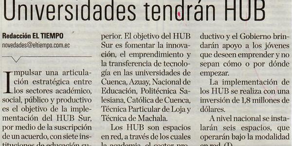 Universidades tendrán HUB