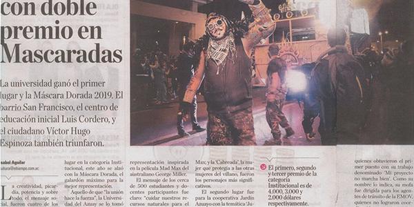 UDA vuelve a triunfar con doble premio en Mascaradas