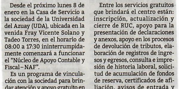 Servicio gratuito ofrecerá la UDA