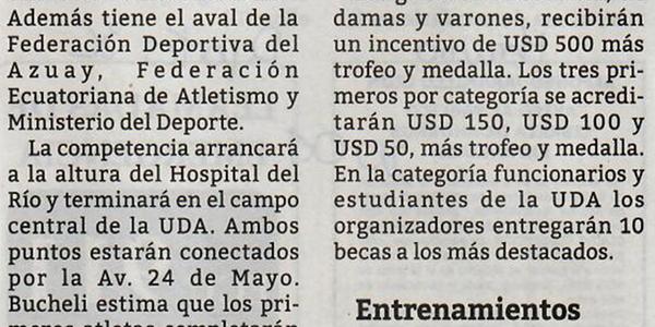 UDA ofrece entrenamientos gratuitos para 5.0K Ruta de los ríos