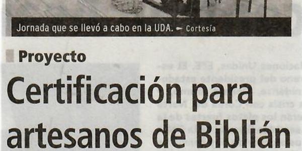 Certificación para artesanos de Biblián