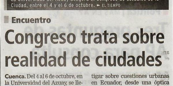 Congreso trata sobre realidad de ciudades