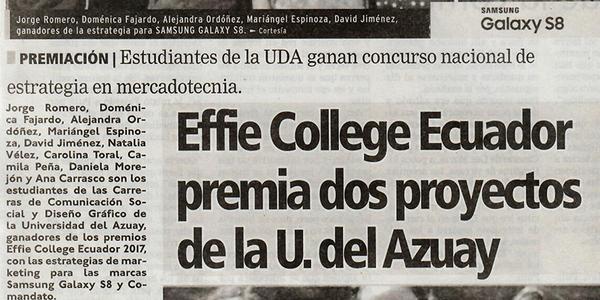 Effie College Ecuador premia dos proyectos de la U. del Azuay